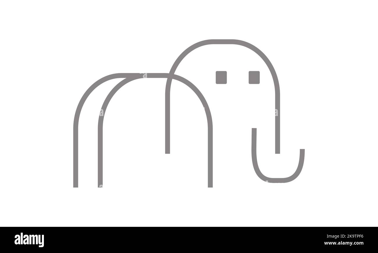 Illustrazione dell'icona del contorno dell'elefante del cartone animato Illustrazione Vettoriale