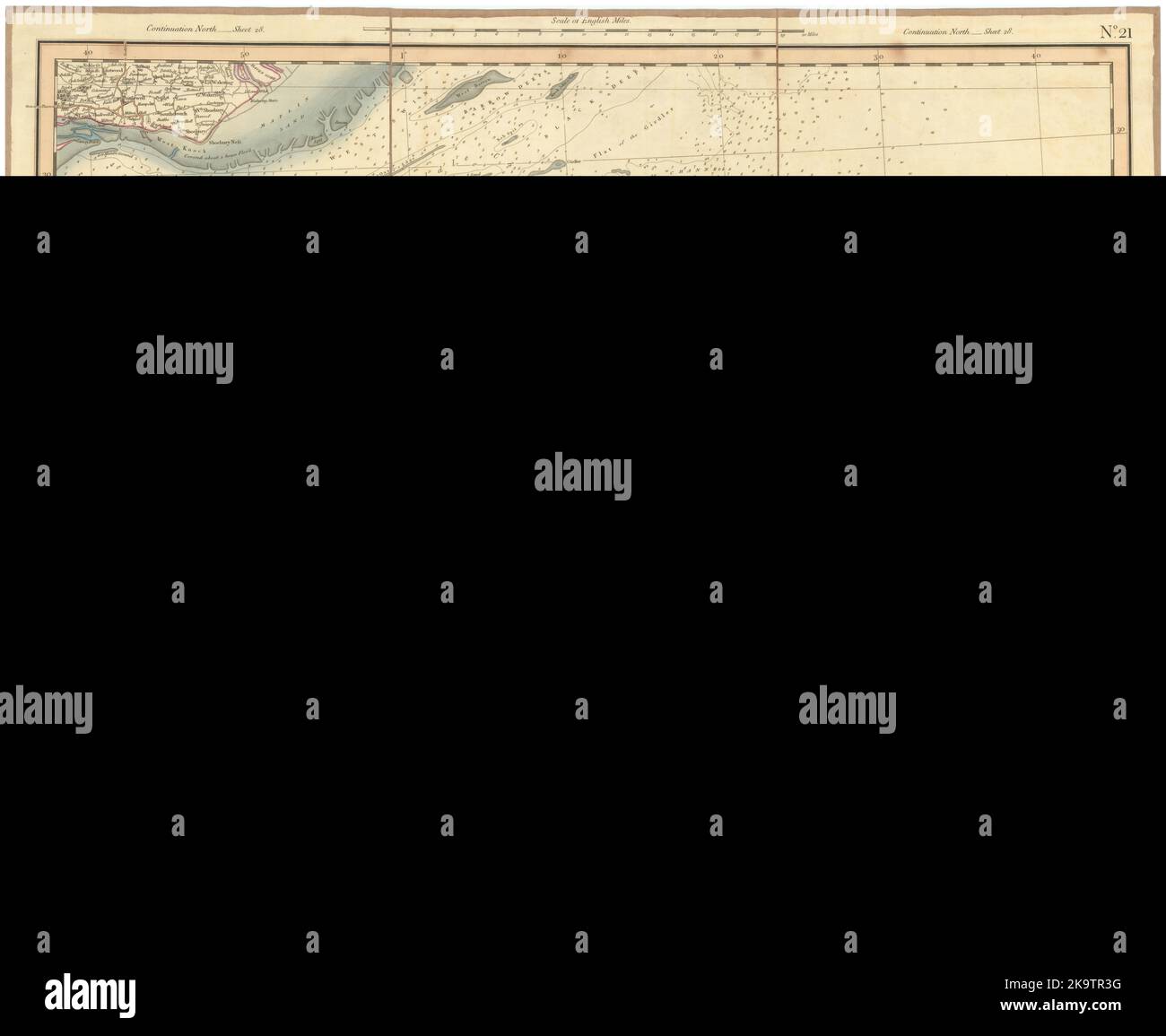 ESTUARIO DEL TAMIGI E KENT ORIENTALE. North Downs, Isles of Sheppey e Thanet CARY mappa 1832 Foto Stock