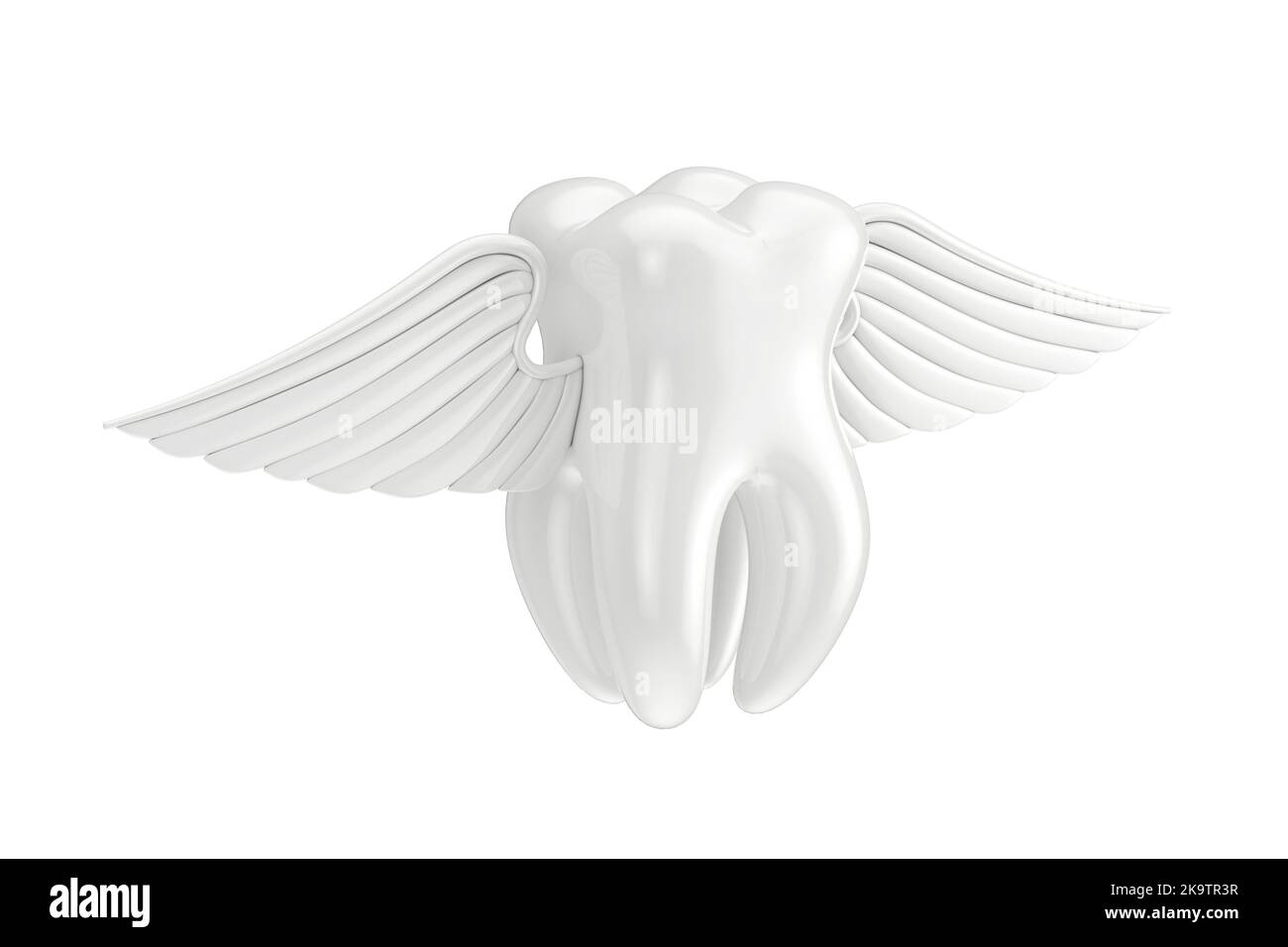 Dente con Angel Wings su sfondo bianco. rendering 3D Foto Stock