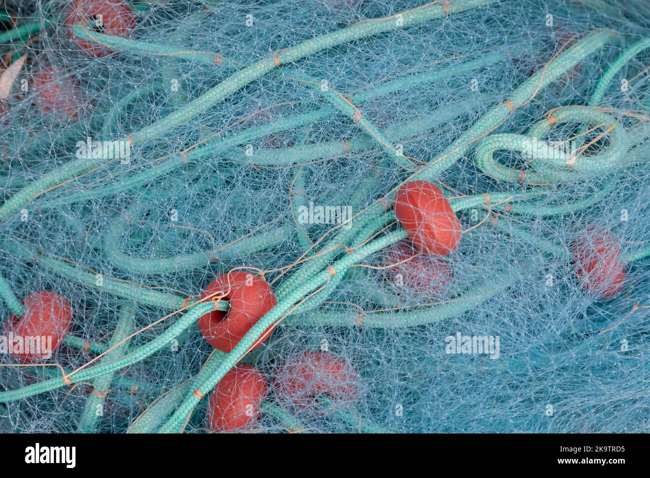 Reti da pesca, corde e galleggianti, Cipro Foto Stock