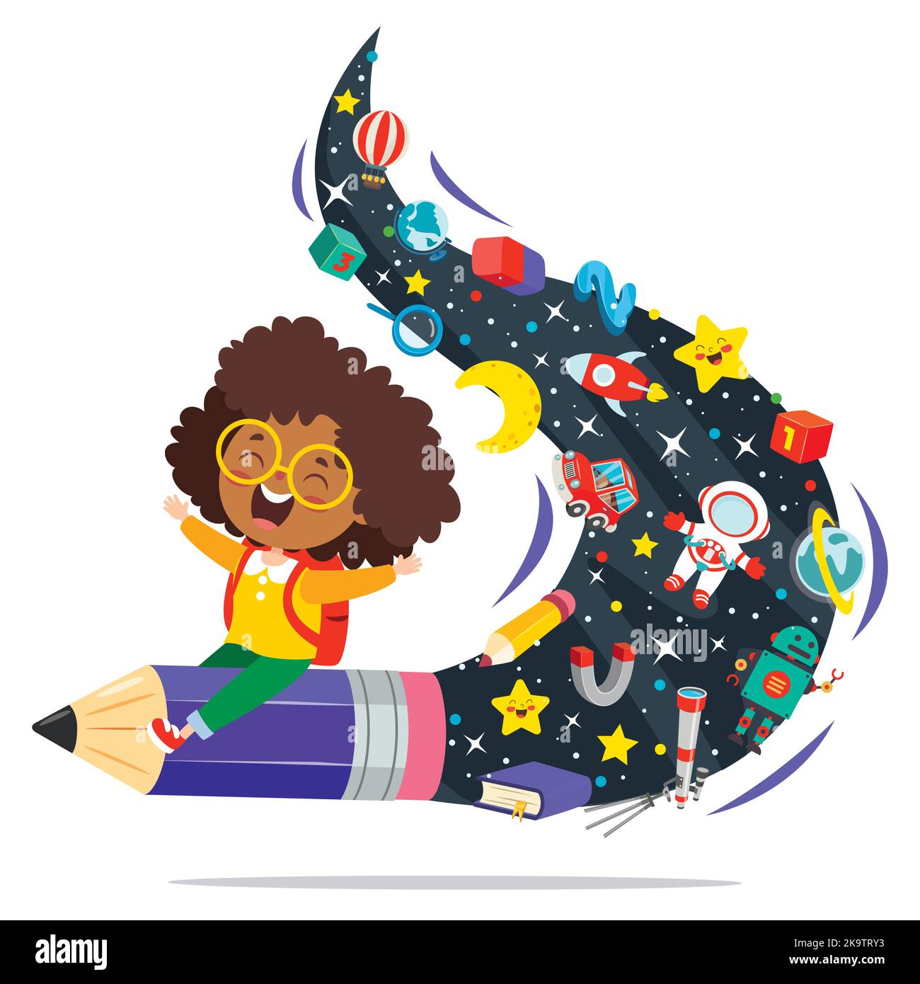 Concetto di formazione con Cartoon Student Illustrazione Vettoriale