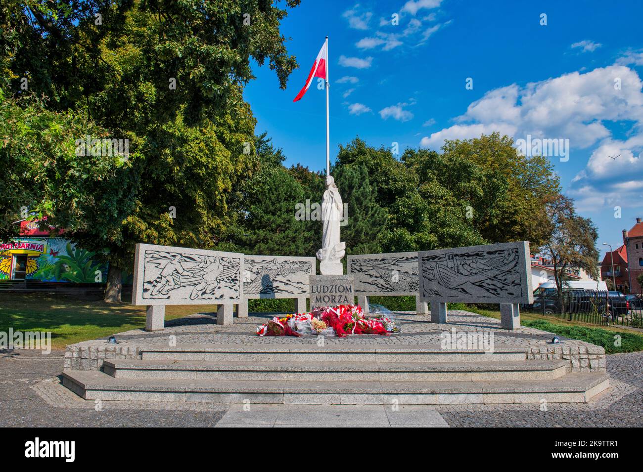 Monumento commemorativo alla guerra mondiale, Ustka, Mar Baltico, Polonia Foto Stock