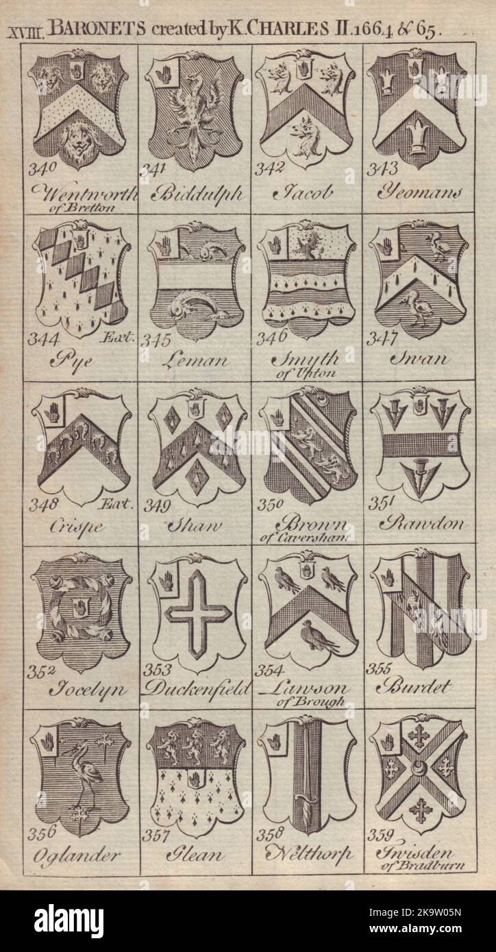 Carlo II Baronetti 1664-65 Biddulph Jacob Yeomans Pye Leman Crispe… 1752 Foto Stock