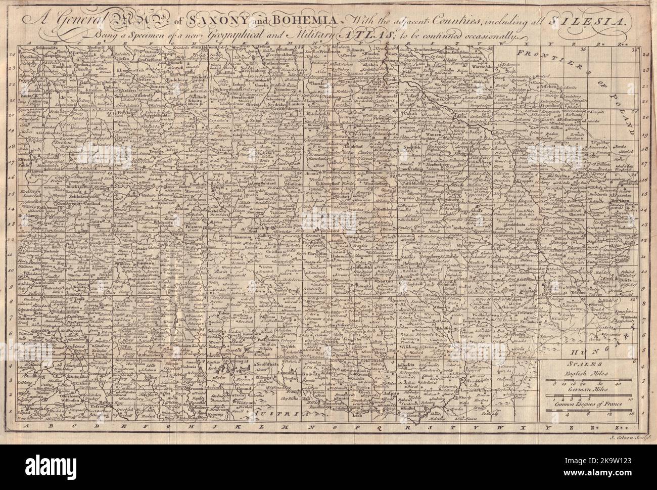 Una mappa generale della Sassonia e della Boemia con i paesi adiacenti. GIBSON 1760 Foto Stock