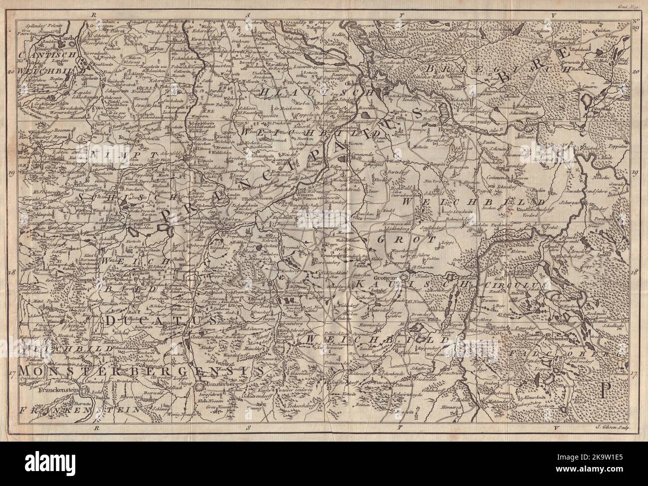 Slesia inferiore meridionale. Olawa Grodkow Zabkowice Slaskie. Polonia GIBSON mappa 1762 Foto Stock