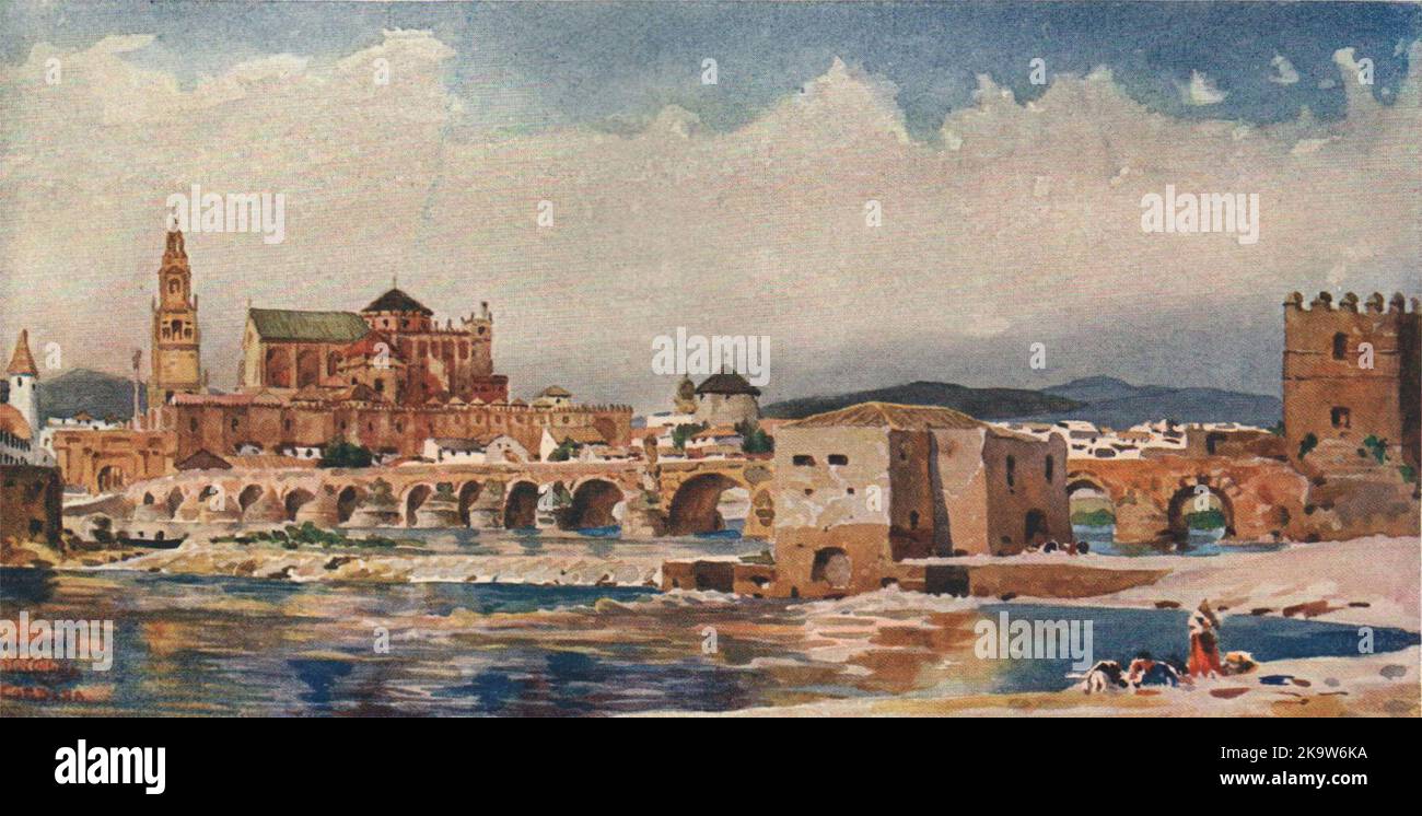 Il ponte, Cordoba, Spagna, di William Wiehe Collins 1909 stampe antiche Foto Stock