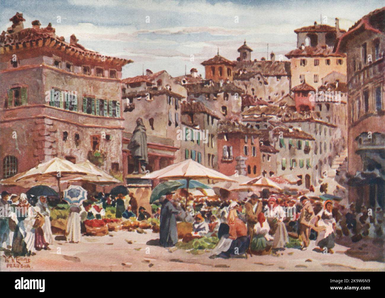 PERUGIA. "Piazza Garibaldi, Perugia" di William Wiehe Collins. Italia 1911 Foto Stock