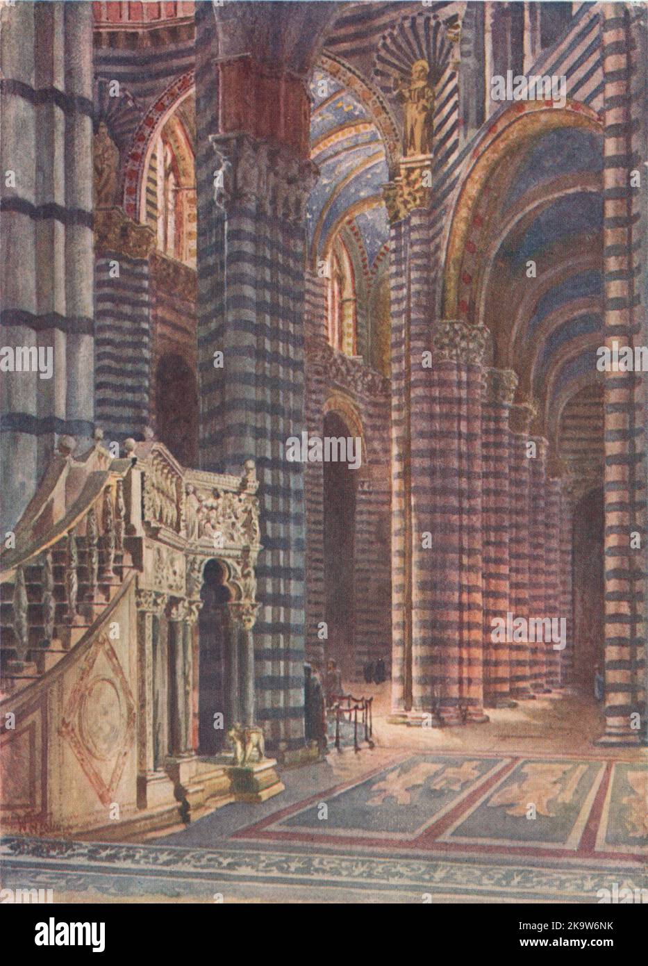 SIENA. 'Interno della Cattedrale di Siena' di William Wiehe Collins. Italia 1911 Foto Stock