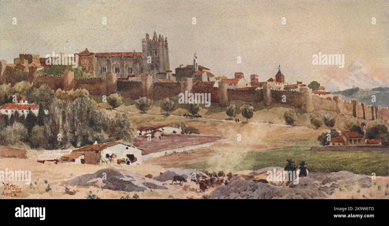 Avila, Spagna, di William Wiehe Collins 1909 vecchia stampa d'epoca antica Foto Stock