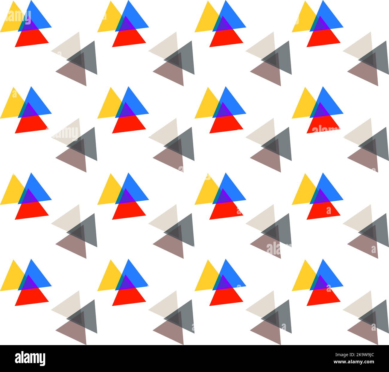 Triangoli cromatici pattern vettoriale senza giunture su bianco Illustrazione Vettoriale
