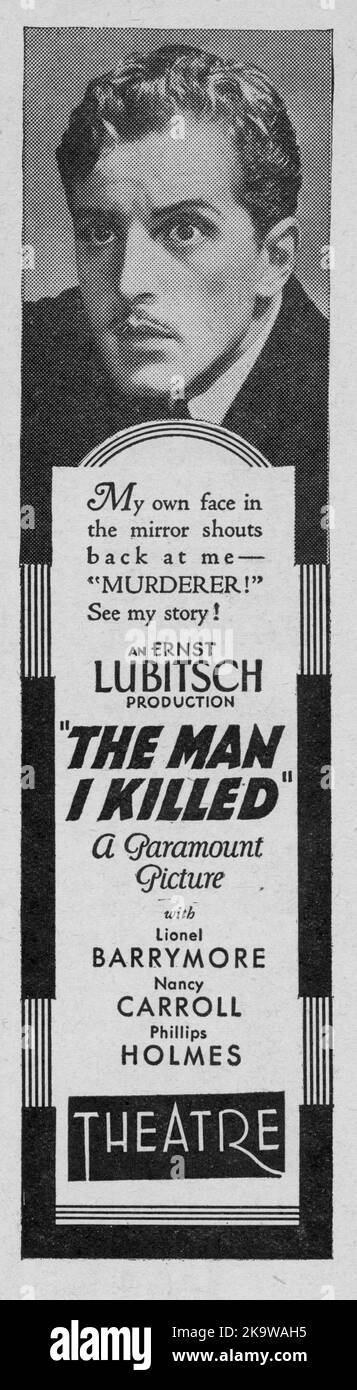 PHILLIPS HOLMES nell'UOMO che ho UCCISO 1932 regista / produttore ERNST LUBITSCH giocare Maurice Rostand adattamento Reginald Berkeley sceneggiatura Samuel Raphaelson e Ernest Vajda Paramount Pictures Foto Stock