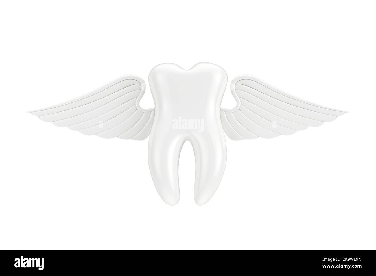 Dente con Angel Wings su sfondo bianco. rendering 3D Foto Stock