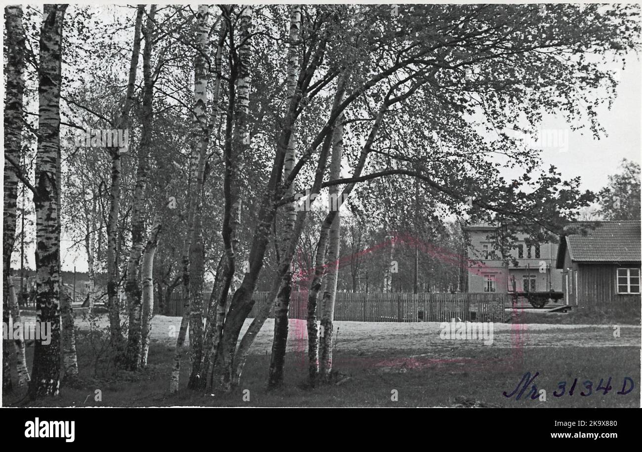 Futuro posto per il garage degli autobus a Hudiksvall. L'edificio dritto è la più antica stazione casa, Hudiksvall ferrovia, HJ. Foto Stock