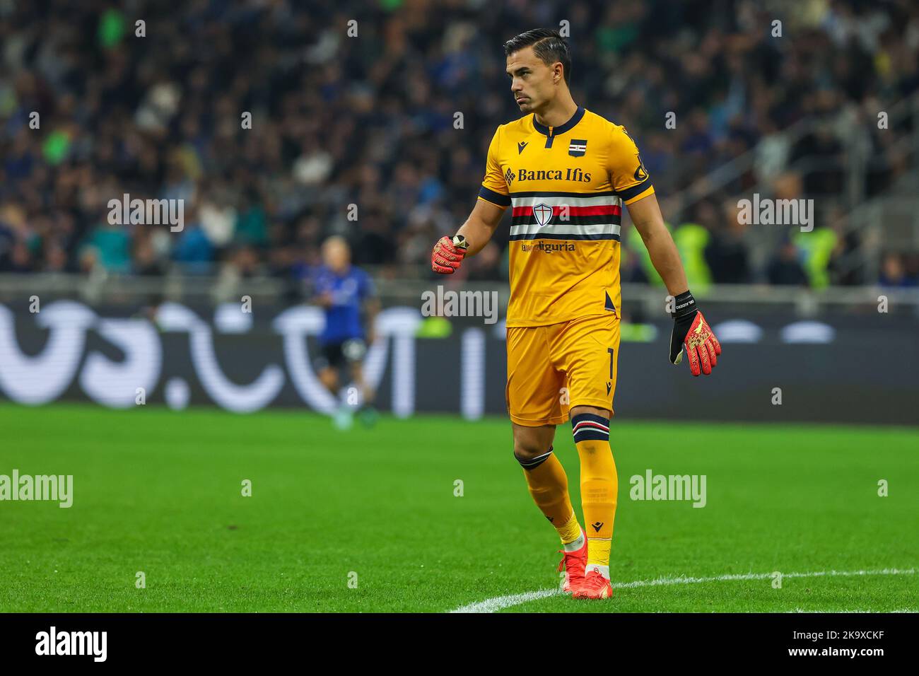 Milano, Italia. 29th Ott 2022. Emil Audero di UC Sampdoria ha visto durante la Serie Una partita di calcio del 2022/23 tra FC Internazionale e UC Sampdoria allo Stadio Giuseppe Meazza. Punteggio finale; Inter 3:0 Sampdoria. Credit: SOPA Images Limited/Alamy Live News Foto Stock