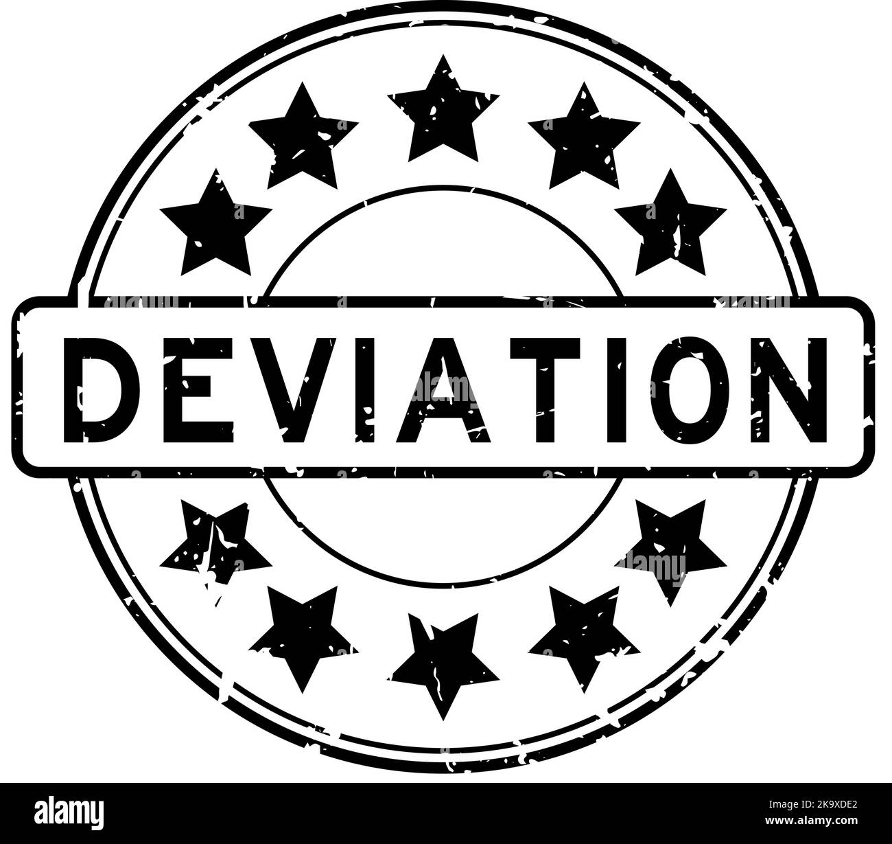 Parola di deviazione nera grunge con icona a stella timbro di gomma rotondo su sfondo bianco Illustrazione Vettoriale