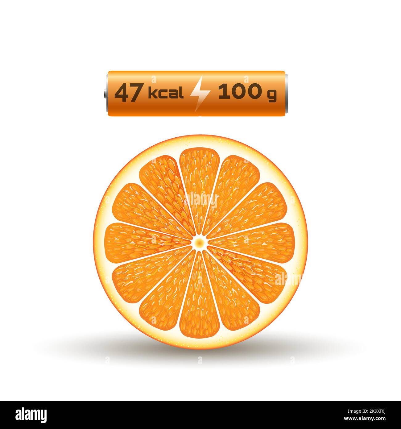 Informazioni sull'energia della frutta d'arancia Illustrazione Vettoriale