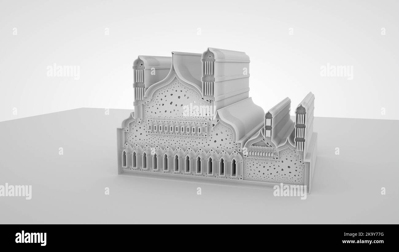 3D Illustrazione di una moschea o Masjid -dove i musulmani eseguono preghiere- per Modelers, Architects, Artists, Artisans, Engineers, Modellatori e progettisti. Foto Stock