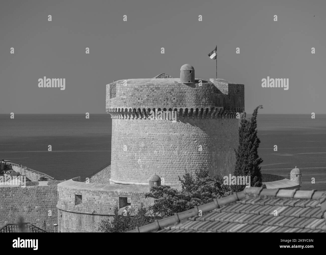 DUBROVNIK, CROAZIA, EUROPA - la Torre Minceta nella città fortificata di Dubrovnik sulla costa della Dalmazione. Foto Stock