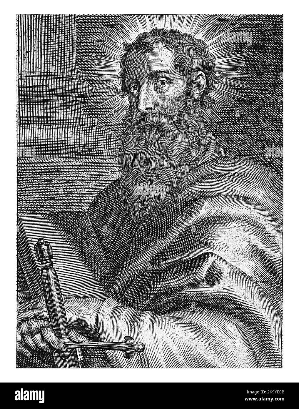 San Paolo con spada, Schelte Adamsz. Bolswert, dopo Pietro Paolo Rubens, 1596 - 1678 Foto Stock