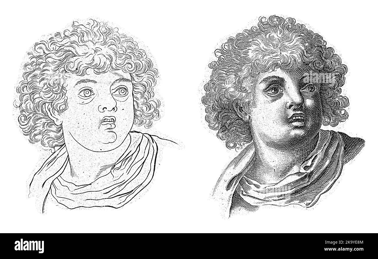 Studio della testa di un ragazzo con la bocca aperta, anonimo, dopo Annibale Carracci, 1675 - 1711 Foto Stock