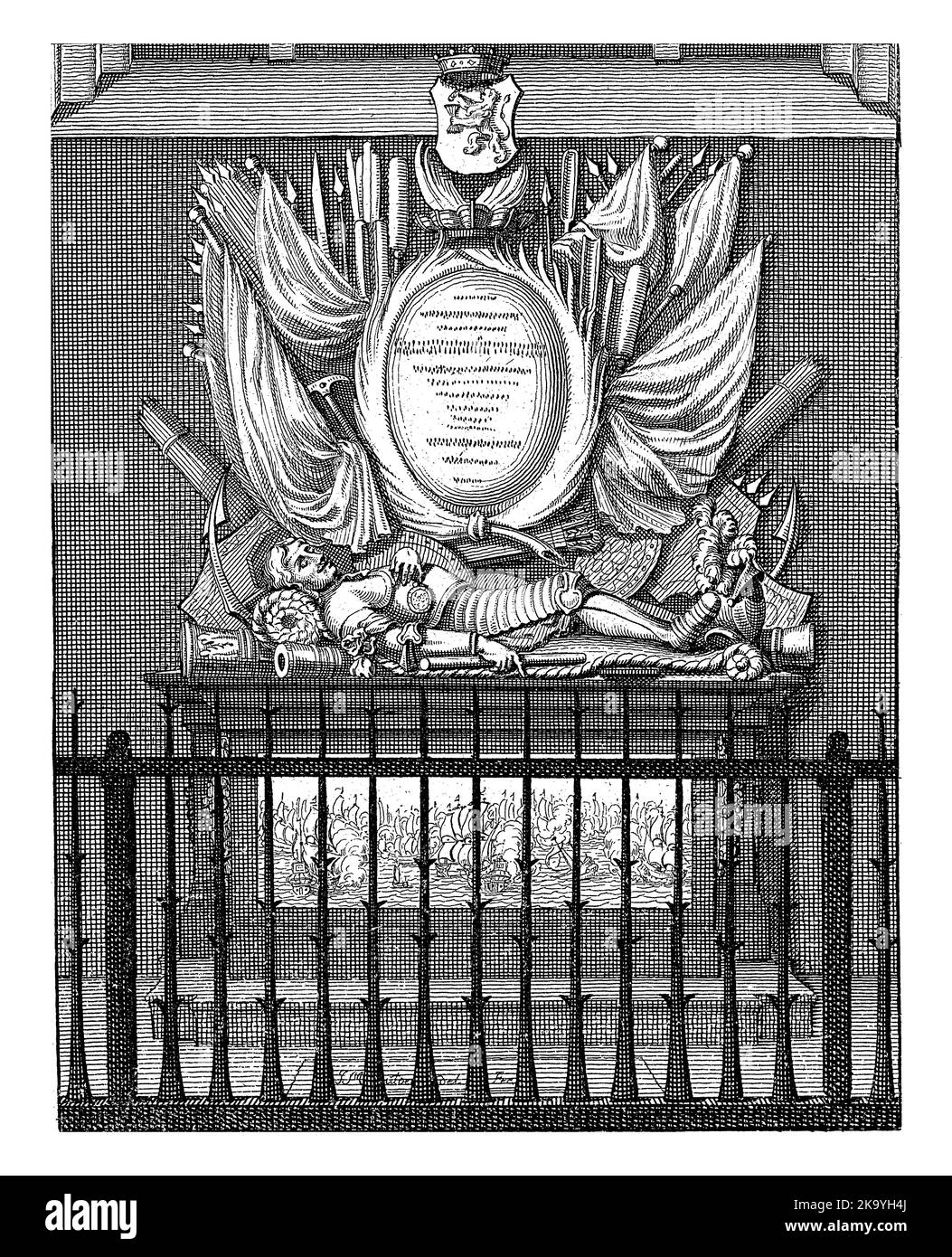 La tomba del guardiano della flotta Jan van Galen nel Nieuwe Kerk ad Amsterdam. Foto Stock