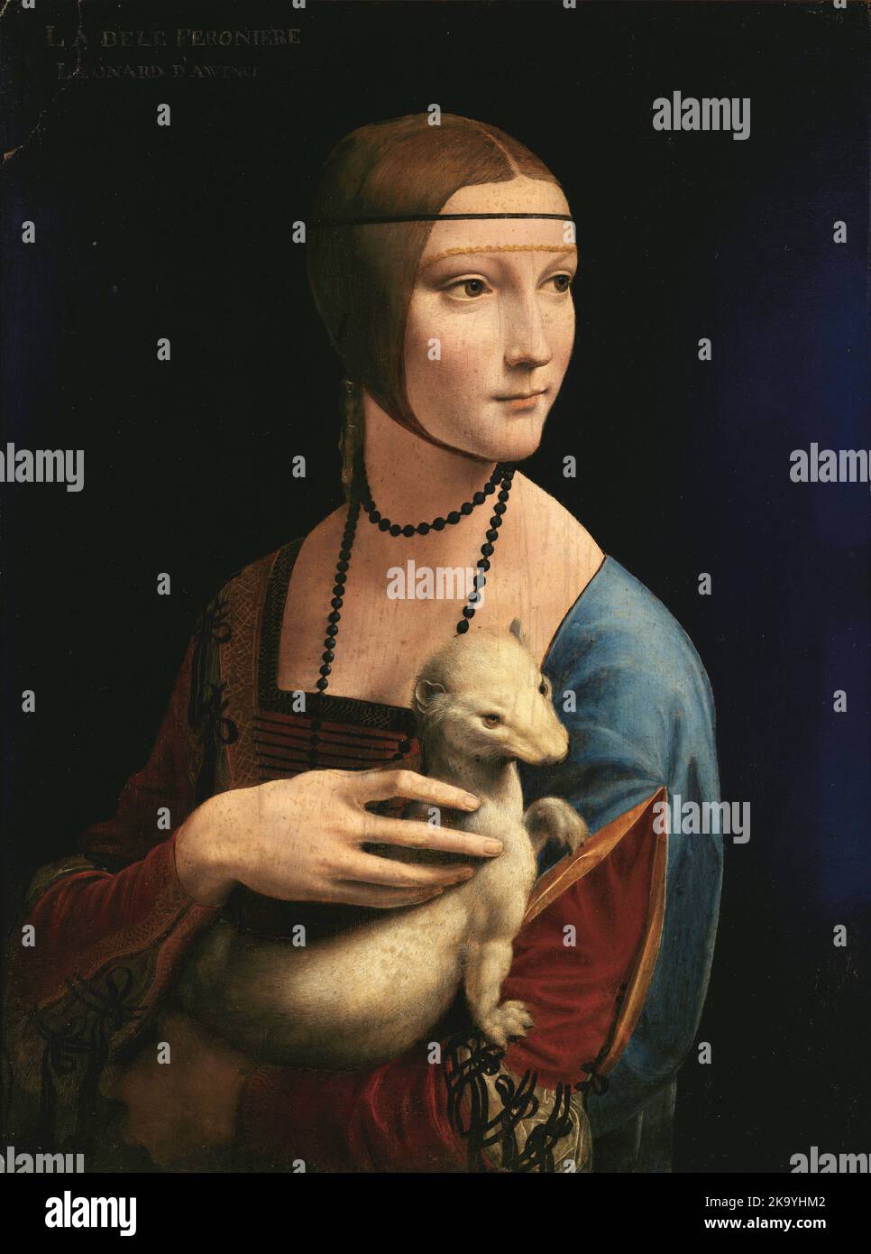 Signora con un Ermine, 1489–1491, Pittura di Leonardo da Vinci Foto Stock