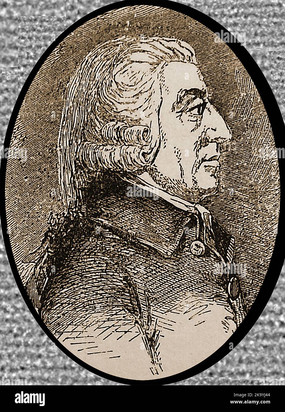 Un ritratto del 19th ° secolo di Adam Smith Adam Smith (circa 1723 – 1790), economista e filosofo scozzese, spesso definì il "Padre dell'economia" o "il Padre del capitalismo Foto Stock