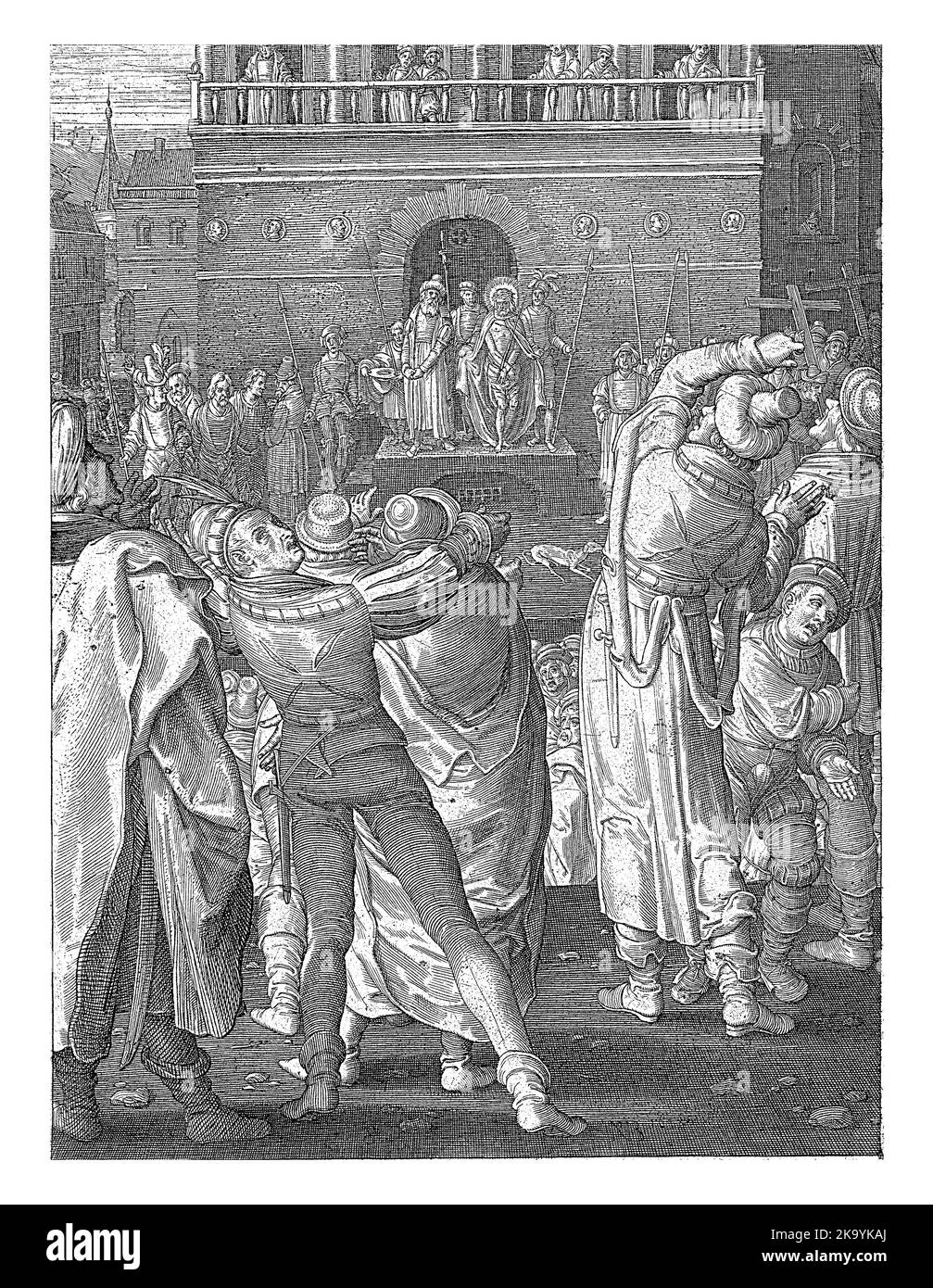 Pilato mostra Cristo agli ebrei riuniti fuori dal tribunale. Foto Stock