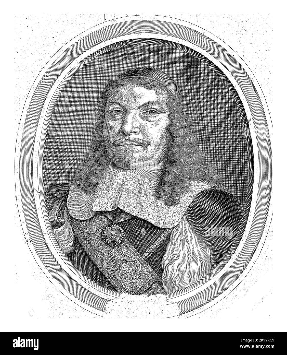 Ritratto di Johann Adolph Kielmann von Kielmannsegg, Richard Collin, dopo Hubert Quellinus, c.. 1670 - c. 1694 busto del Cancelliere del Ducale Gov Foto Stock