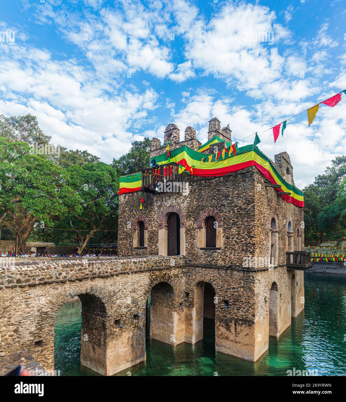 L'Imperatore Fasilides Bath è uno dei più importanti siti patrimonio dell'umanità di Gondar. Foto Stock