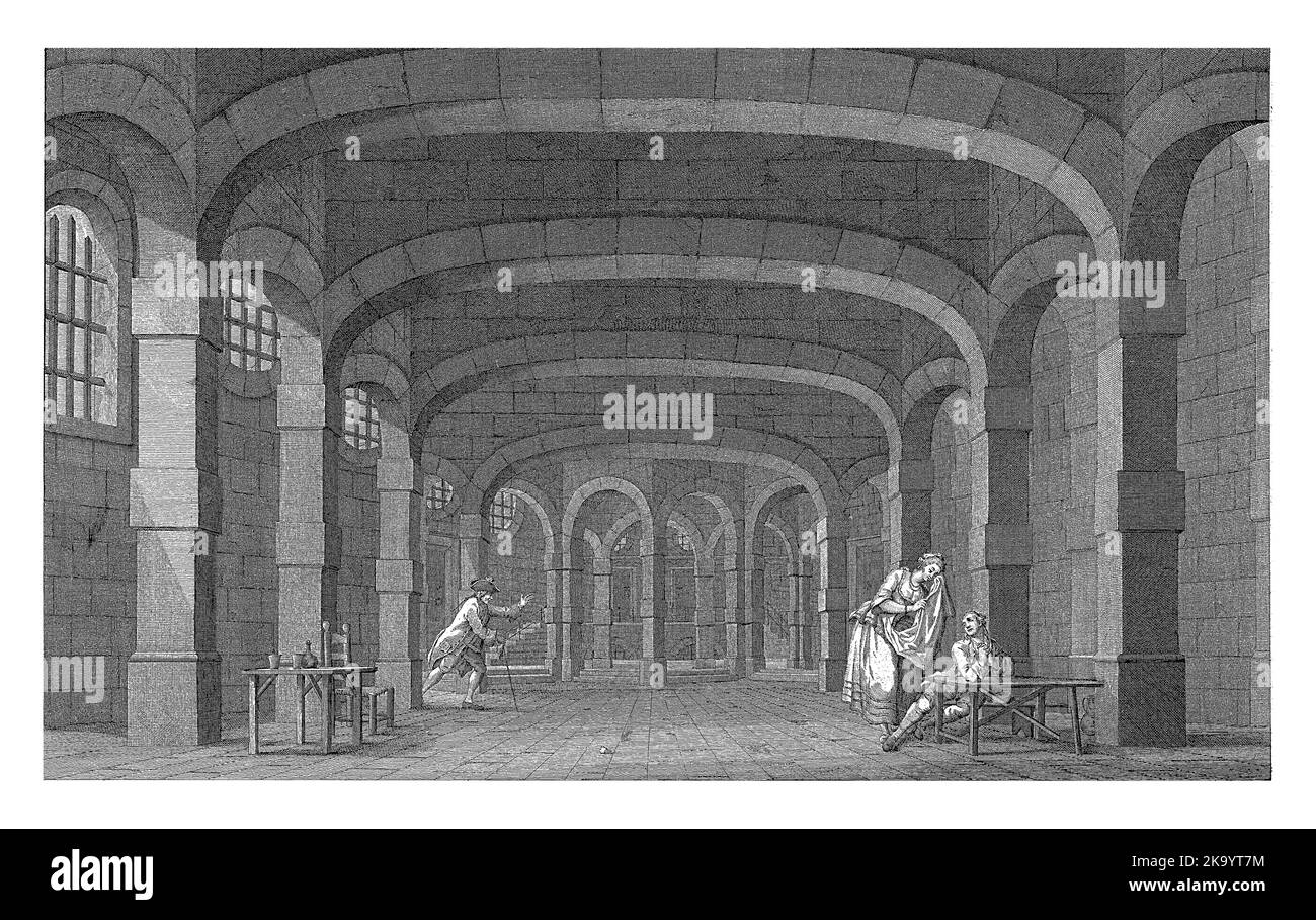 Scena dalla seconda parte dell'opera De Deserteur. L'incendio scoppiò durante l'esecuzione di questa opera nell'Amsterdam Schouwburg su Keizers Foto Stock