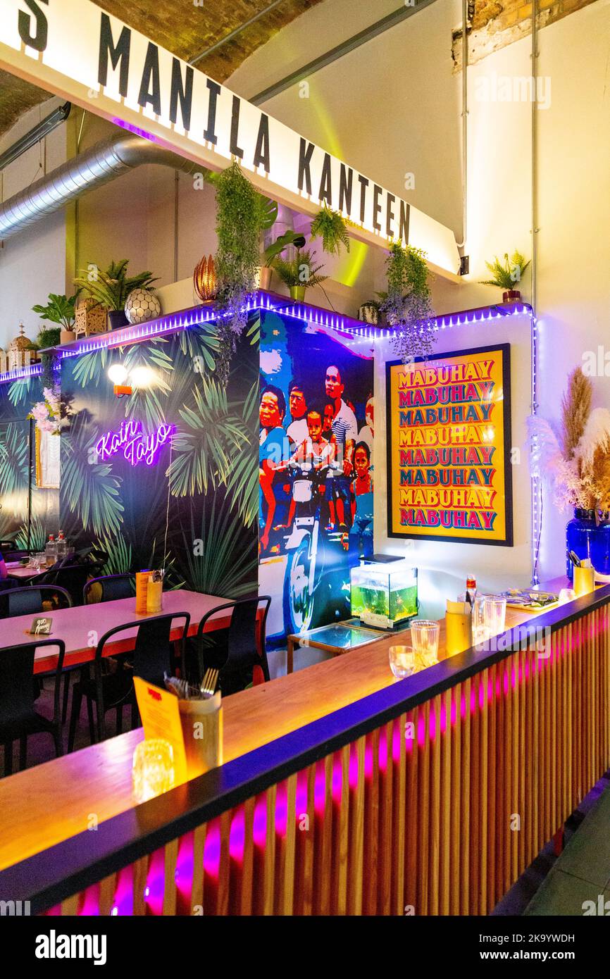 Bong Bong's Manila Kanteen al Seven Dials Market food Hall, Covent Garden, Londra, Regno Unito Foto Stock