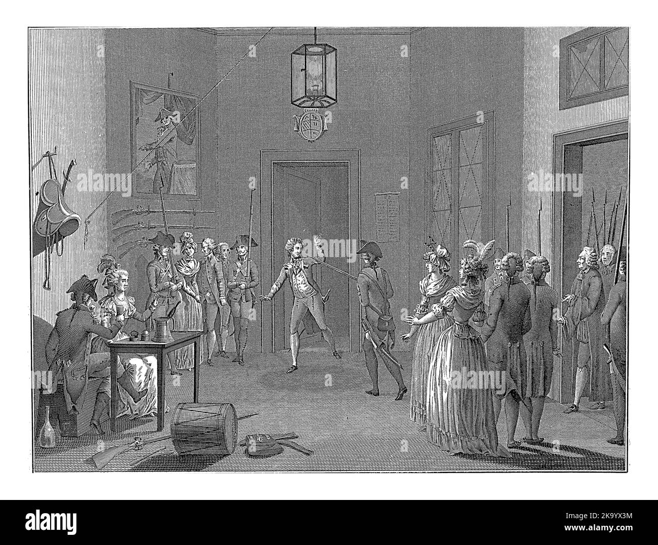 Principessa Wilhelmina di Prussia arrestata a Goejanverwellesluis, 28 giugno 1787. In una stanza con un dipinto, una sella e pistole sul muro, la principessa, Foto Stock