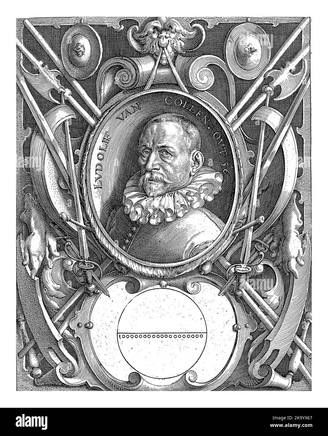 Ritratto di Ludolf van Ceulen all'età di 56 anni, Jacob de Gheyn (II), 1596 Busto di Ludolf van Ceulen (Hildesheim, 28 gennaio 1540 - Leiden, 31 dicembre Foto Stock