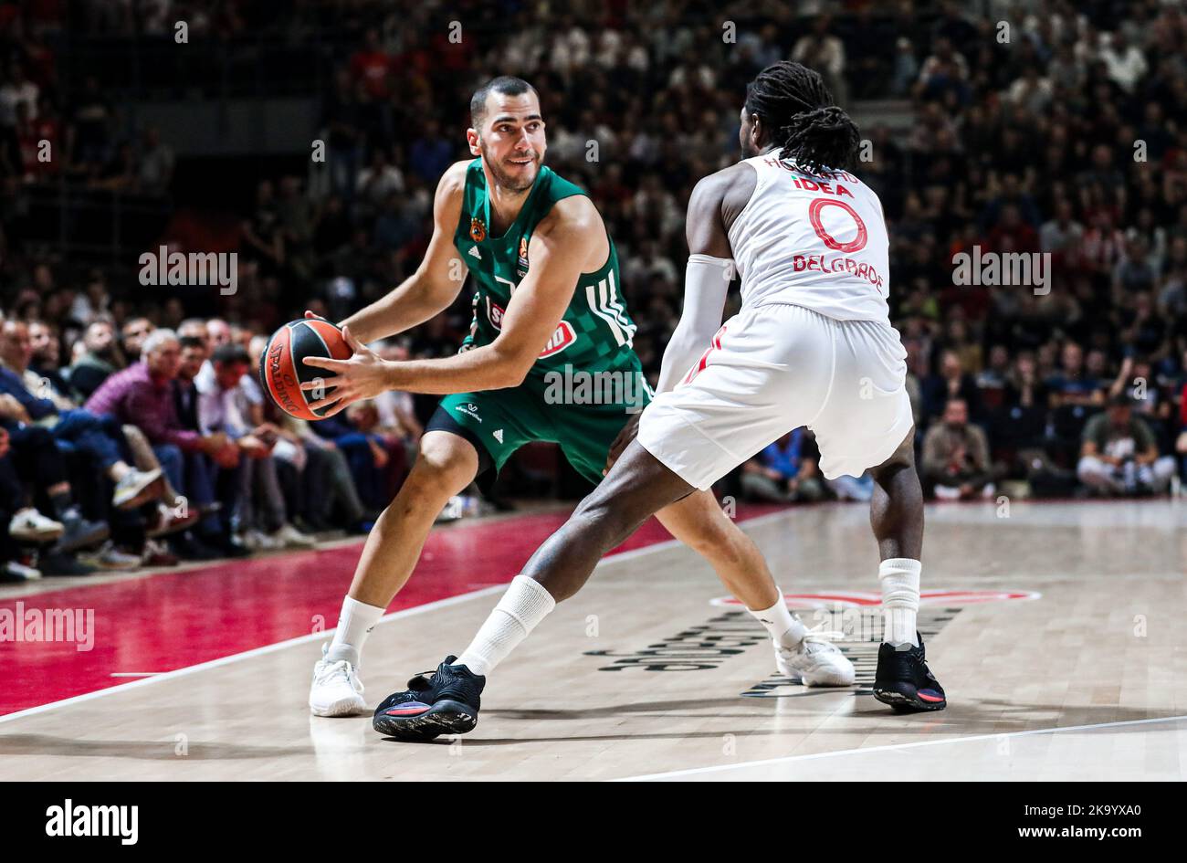 Belgrado, Serbia, 13th ottobre 2022. Eleftherios Bochoridis di Panathinaicos Atene in azione durante la partita di Turkish Airlines Eurolega Round 2 tra Crvena Zvezda MTS Belgrado e Panathinaikos Atene presso Aleksandar Nikolic Hall a Belgrado, Serbia. Ottobre 29, 2022. Credito: Nikola Krstic/Alamy Foto Stock