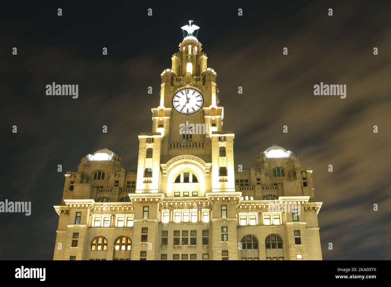 Edificio del fegato preso di notte Foto Stock