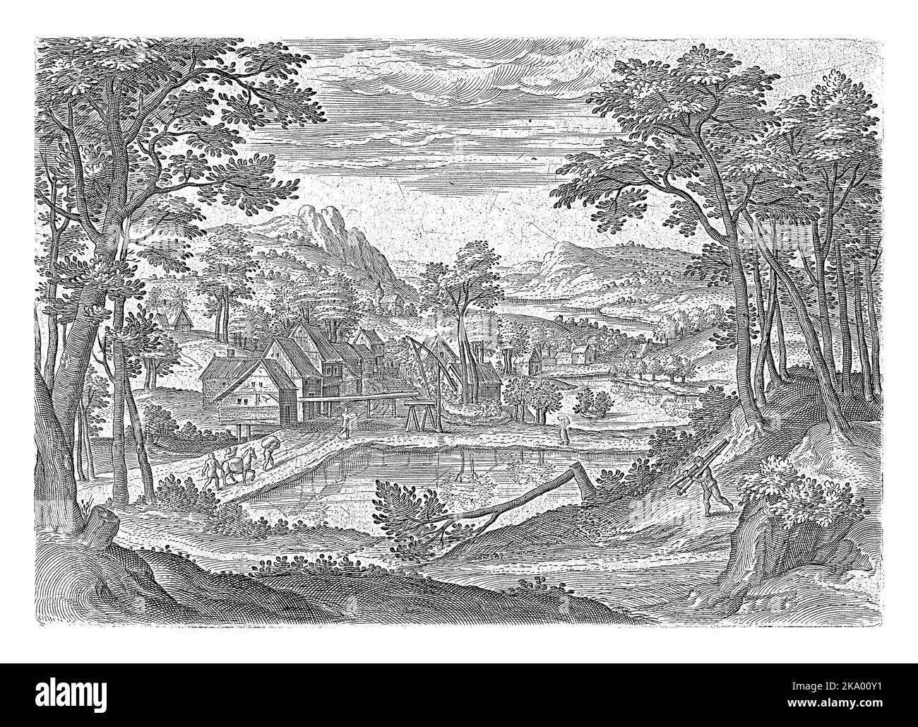 Vista di Bosvoorde, un villaggio vicino a Bruxelles. La stampa fa parte di una serie di volti provenienti dall'area di Bruxelles. Foto Stock