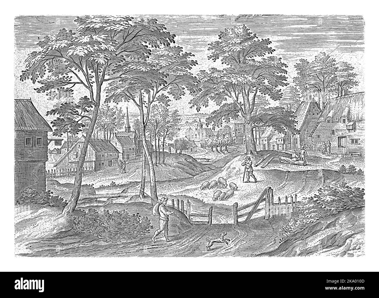 Vista sul villaggio di Stal, vicino a Bruxelles. La stampa fa parte di una serie di volti provenienti dall'area di Bruxelles. Foto Stock