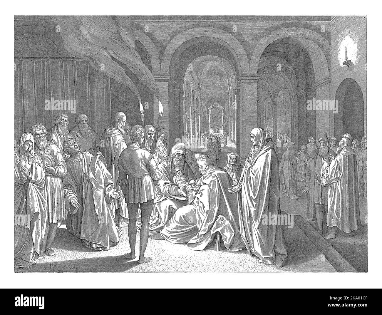 Circoncisione di Cristo, Nicolaes de Bruyn, 1620, annata incisa. Foto Stock