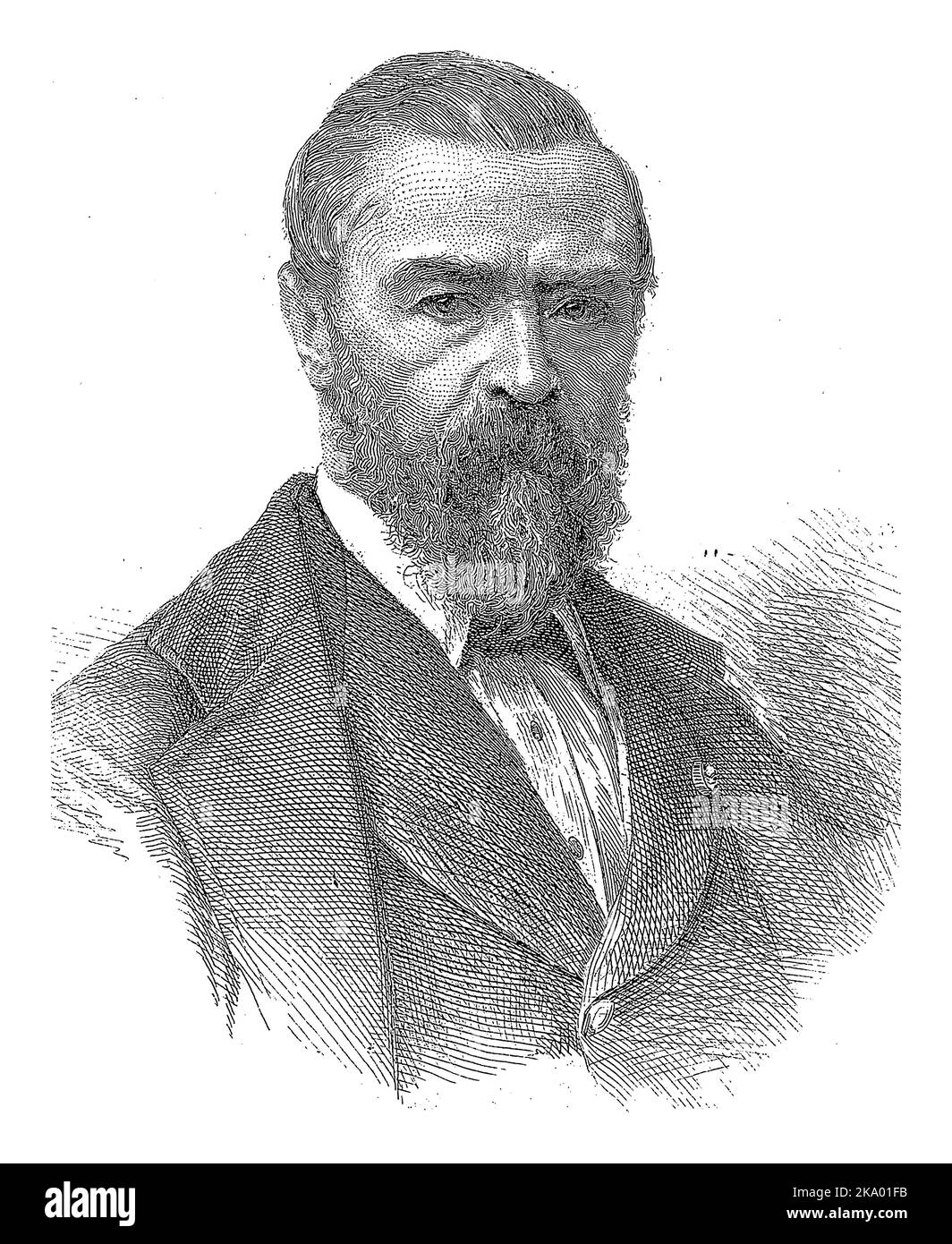 Willem Jacob Hofdijk in mezza età in ovale. La sua firma in facsimile sotto il ritratto. Foto Stock