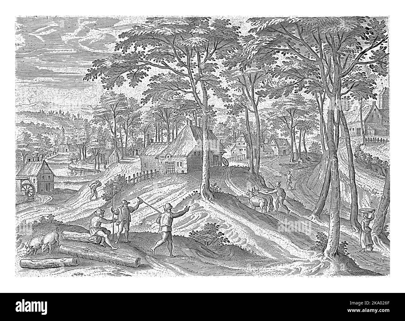 Vista sul villaggio di Stal, vicino a Bruxelles. La stampa fa parte di una serie di volti provenienti dall'area di Bruxelles. Foto Stock