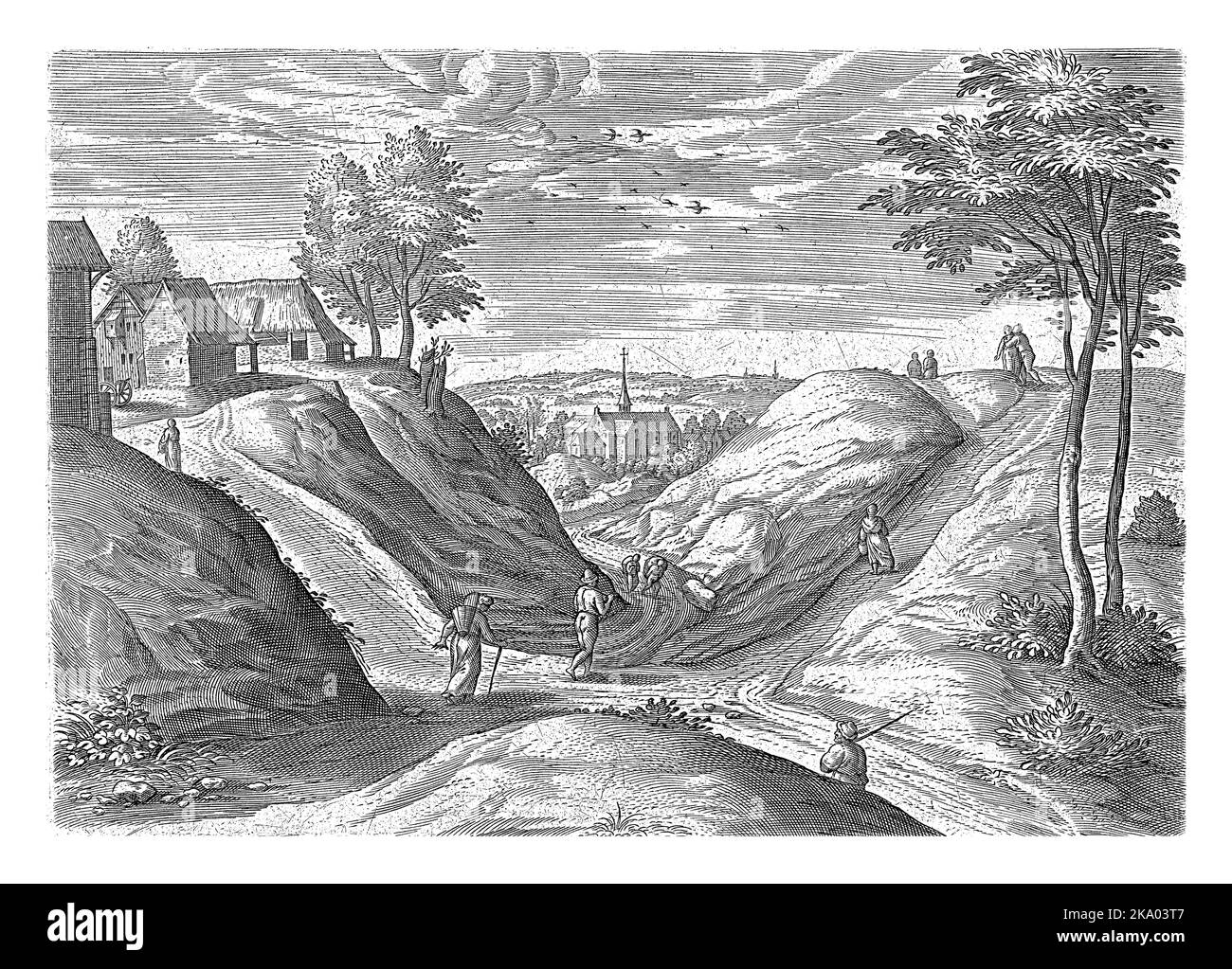 Vista sul villaggio di Forest, vicino a Bruxelles. La stampa fa parte di una serie di volti provenienti dall'area di Bruxelles. Foto Stock