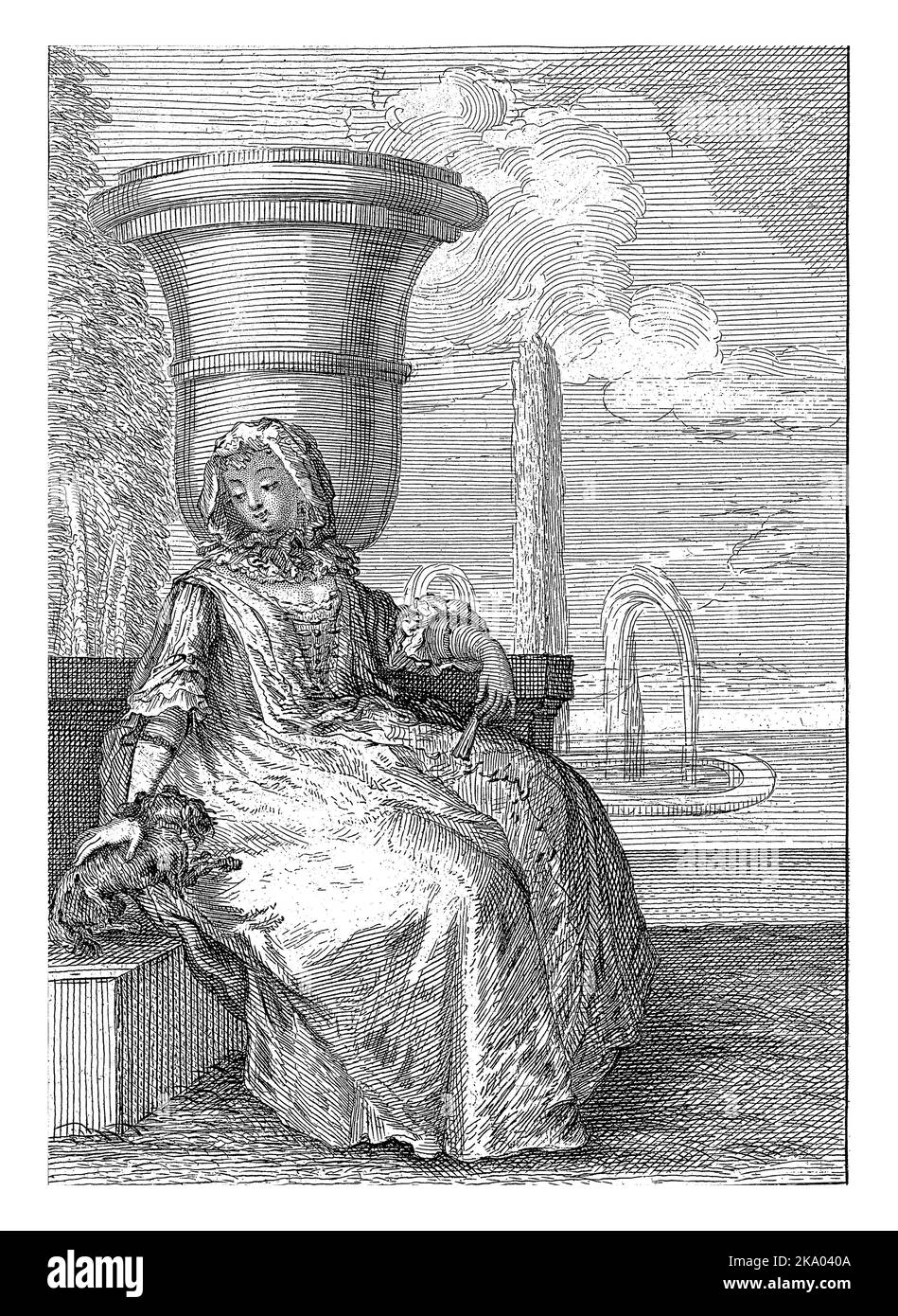 Moda ed eleganza: Moda francese degli anni '1720s, Francois Octavien, 1725, vintage incise. Foto Stock