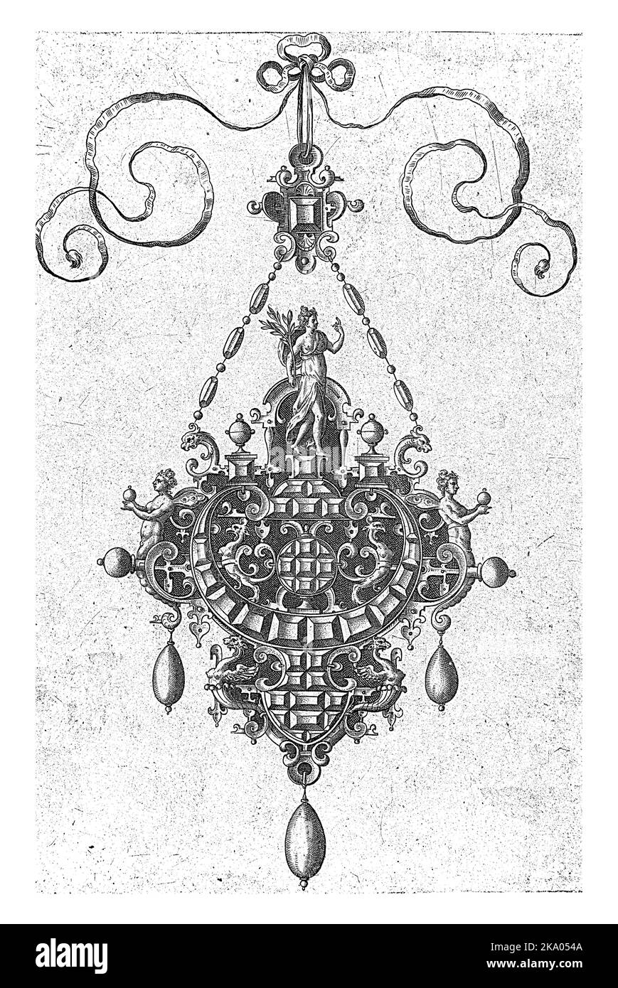 Sul pendente è una dea girata a destra. no 3 da una serie di 10 fogli con frontali di grucce. Gemme in ambienti di grottesche e scro Foto Stock