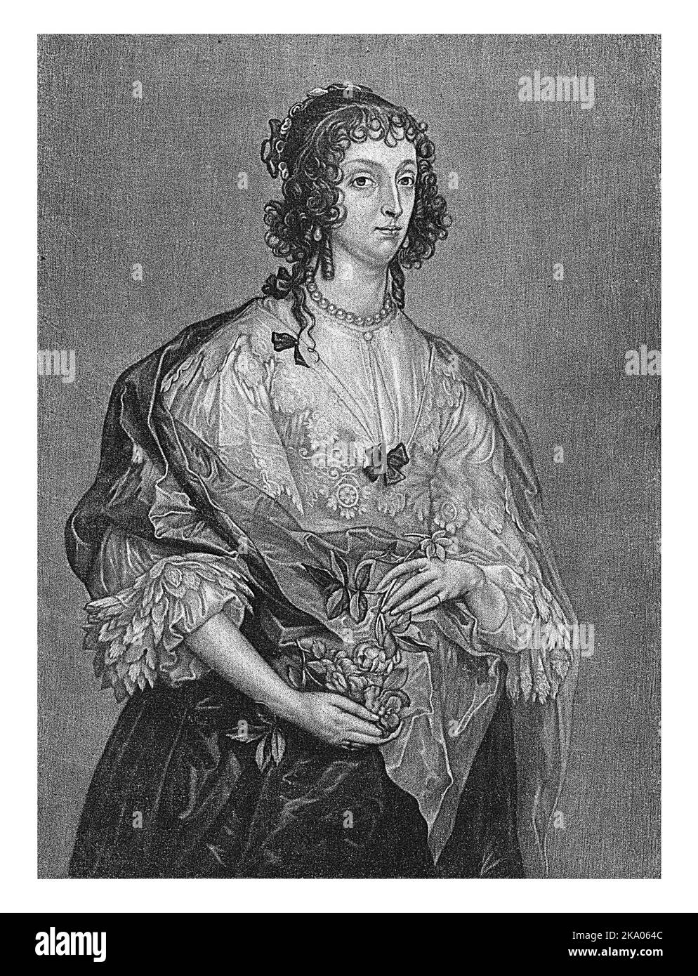 Ritratto di Maria, Duchessa di Richmond, con alcuni fiori. Foto Stock