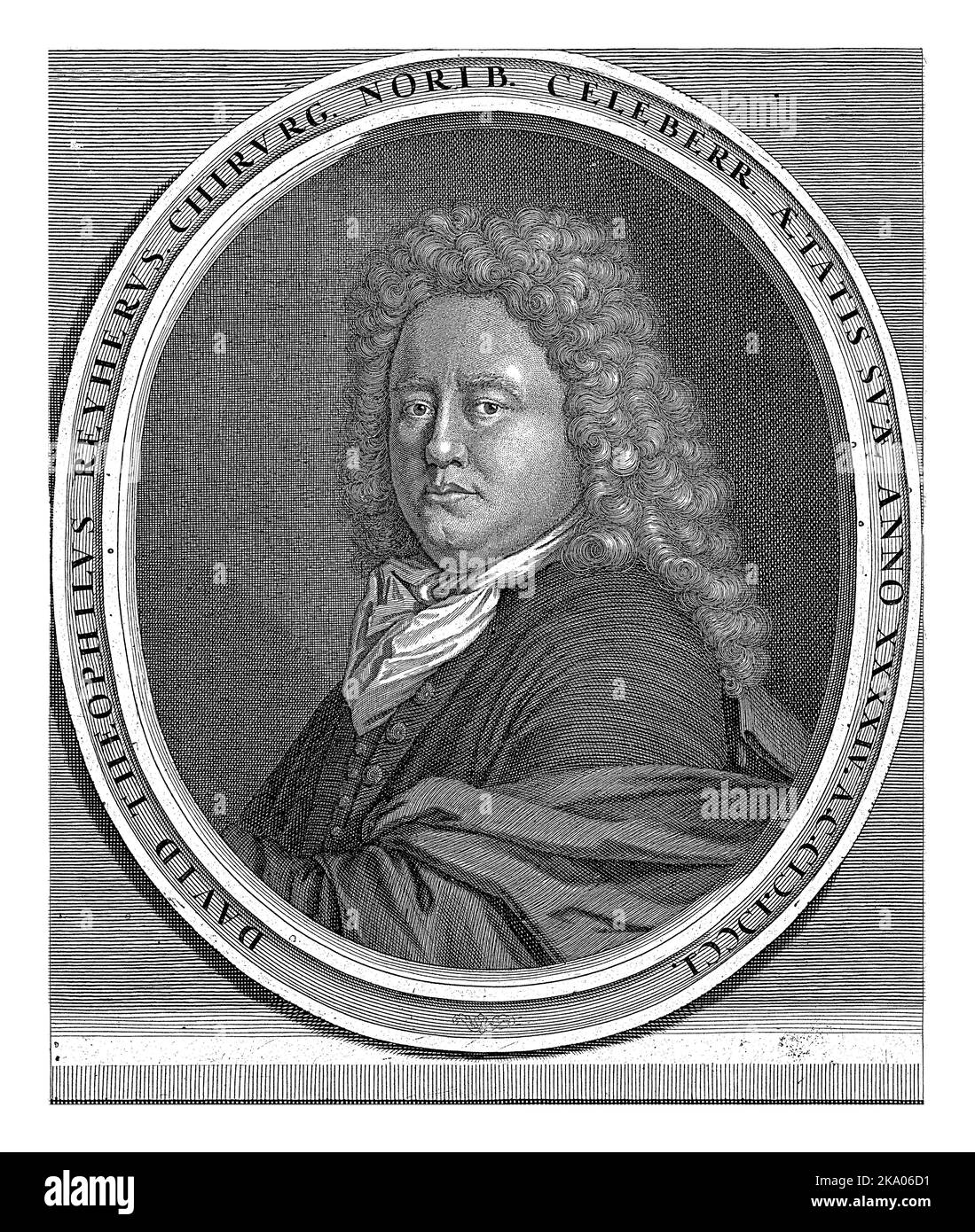 Ritratto di David Reyher, Caspar Luyken (attribuito a), dopo Caspar Luyken, 1701 - 1708 David Reyher, chirurgo presso la Corte Imperiale di Vienna, anziano Foto Stock