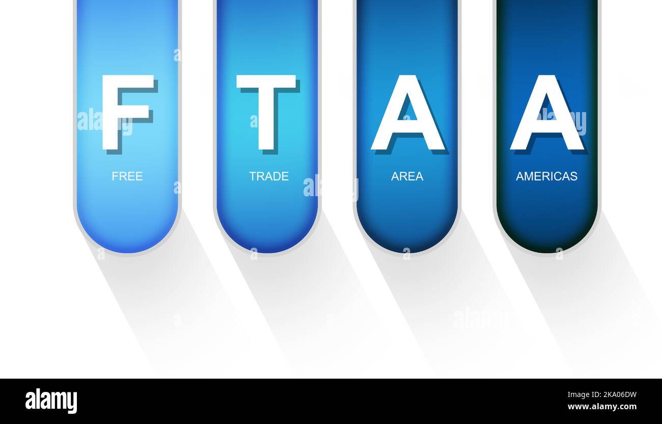 FTAA come area di libero scambio delle Americhe isolata, rendering 3D Foto Stock