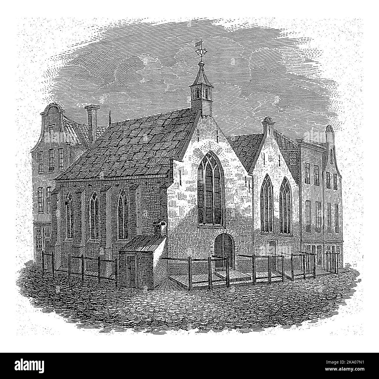 Cappella di San Sebastiano o Chiesa scozzese a Rotterdam, Walraad Nieuwhoff, 1832 la Cappella di San Sebastiano o Chiesa scozzese all'angolo di Lom Foto Stock