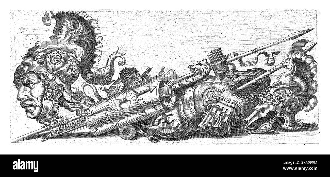 Ha lasciato la testa di un guerriero. Sul suo casco una sfinge e un grande pennacchio. Foto Stock