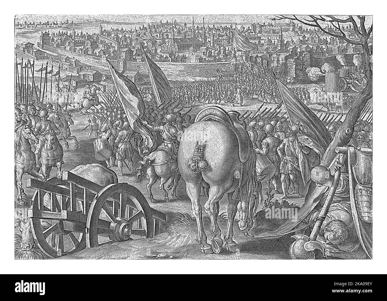 Il giovane Giovanni de Medici, chiamato 'alle bande nere', conquista la città di Milano con le truppe imperiali (1524). L'esercito versa in una breac Foto Stock